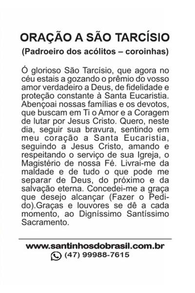 200 Santinho São Tarcísio (oração no verso) - 7x10 cm - Santinhos do Brasil Imagem de 200 Santinho São Tarcísio (oração no verso) - 7x10 cm