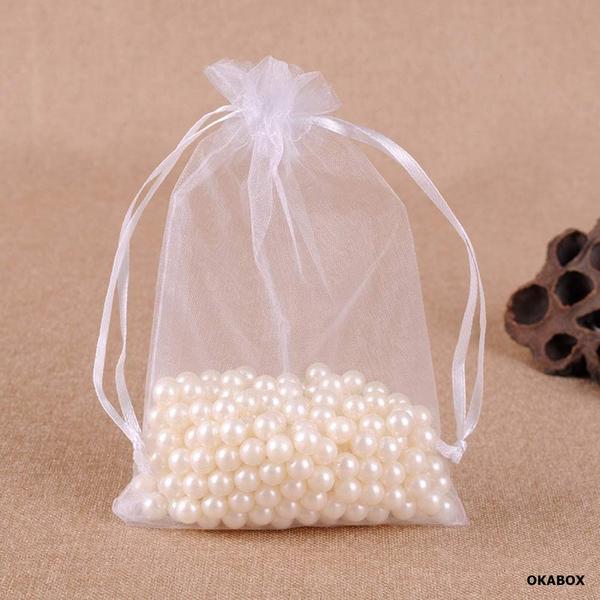 Imagem de 200 Saquinhos De Organza 13X18 Cm Branco Fita Cetim