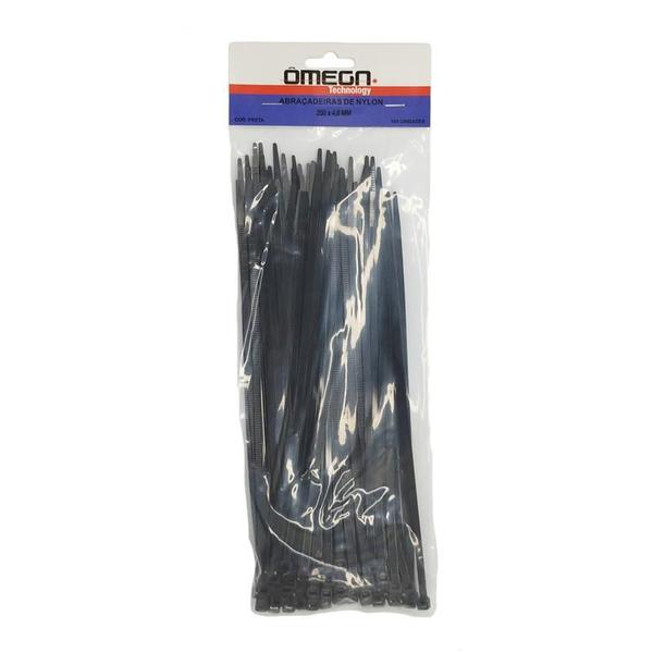 200 un cinta plástica abraçadeira nylon 200mm x 4,8mm preta - OMEGA Imagem de 200 un cinta plástica abraçadeira nylon 200mm x 4,8mm preta
