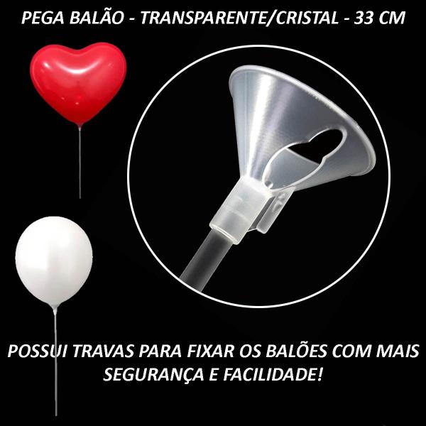 Imagem de 200 Varetas Pega Balão Transparente Bexigas Suporte Haste Canudo Segura Centro Mesa Ponteiras Decoração 33 Cm