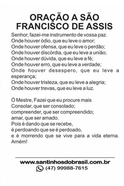 2000 Santinho São Francisco de Assis (oração no verso) - 7x10 cm - Santinhos do Brasil Imagem de 2000 Santinho São Francisco de Assis (oração no verso) - 7x10 cm