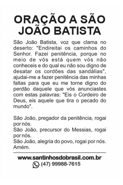 2000 Santinho São João Batista (oração no verso) - 7x10 cm - Santinhos do Brasil Imagem de 2000 Santinho São João Batista (oração no verso) - 7x10 cm