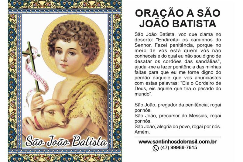 2000 Santinho São João Batista (oração no verso) - 7x10 cm - Santinhos do Brasil Imagem de 2000 Santinho São João Batista (oração no verso) - 7x10 cm