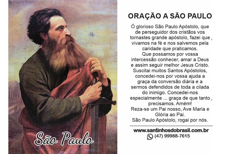 2000 Santinho São Paulo (oração no verso) - 7x10 cm - Santinhos do Brasil Imagem de 2000 Santinho São Paulo (oração no verso) - 7x10 cm