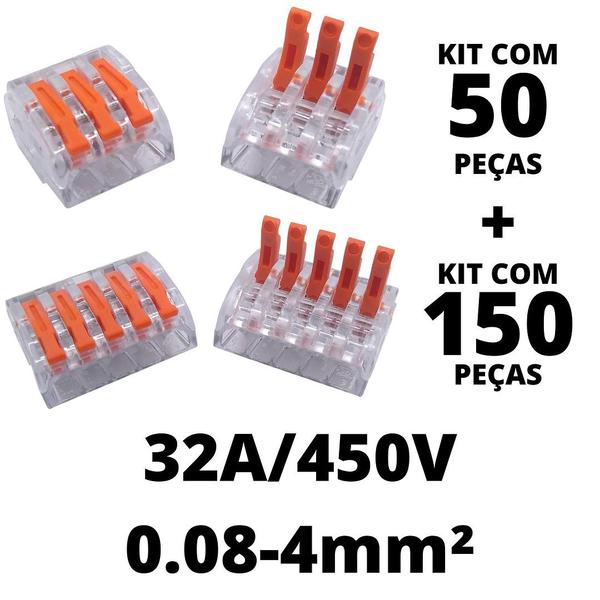 Imagem de 200un Conector Emenda Derivação 3 e 5 vias 4mm² 32A/250V