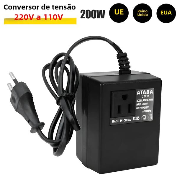 Imagem de 200W 220V Para 110V Conversor De Tensão Step down Transformador Adaptador De Viagem UE EUA Reino