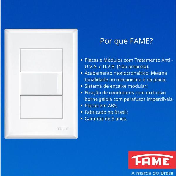 20un Interruptor Simples 16A e Tomada Padrão 2P+T 20A Com Placa Evidence FAME Imagem de 20un Interruptor Simples 16A e Tomada Padrão 2P+T 20A Com Placa Evidence FAME