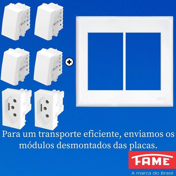 Imagem de 20un Interruptor Simples 4 Teclas 16A e Tomada Padrão Dupla 2P+T 10A Com Placa Evidence FAME