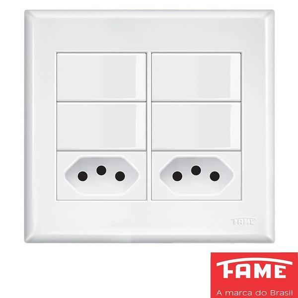 20un Interruptor Simples 4 Teclas 16A e Tomada Padrão Dupla 2P+T 20A Com Placa Evidence FAME Imagem de 20un Interruptor Simples 4 Teclas 16A e Tomada Padrão Dupla 2P+T 20A Com Placa Evidence FAME