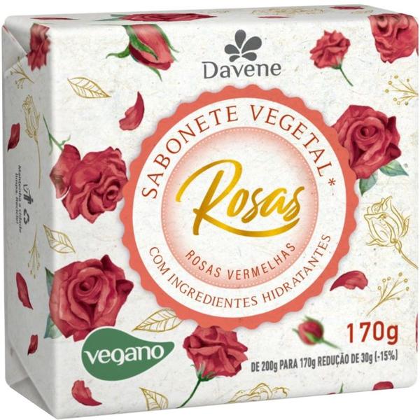 Imagem de 20UN Sabonetes Vegetal Aroma das Rosas 170g Davene