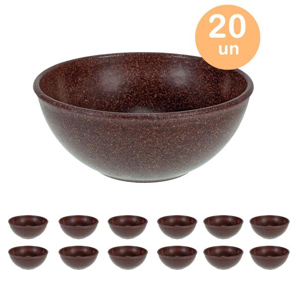 Imagem de 20un TIGELA 500ml BOWL CUMBUCA VASILHA CALDO MARROM ESCURO