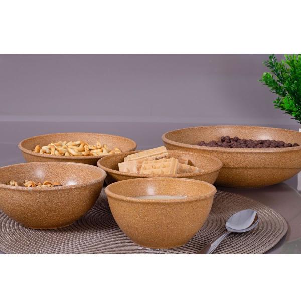 Imagem de 20un Tigela bowl 1lt salada petiscos Marrom Claro 18,5cm