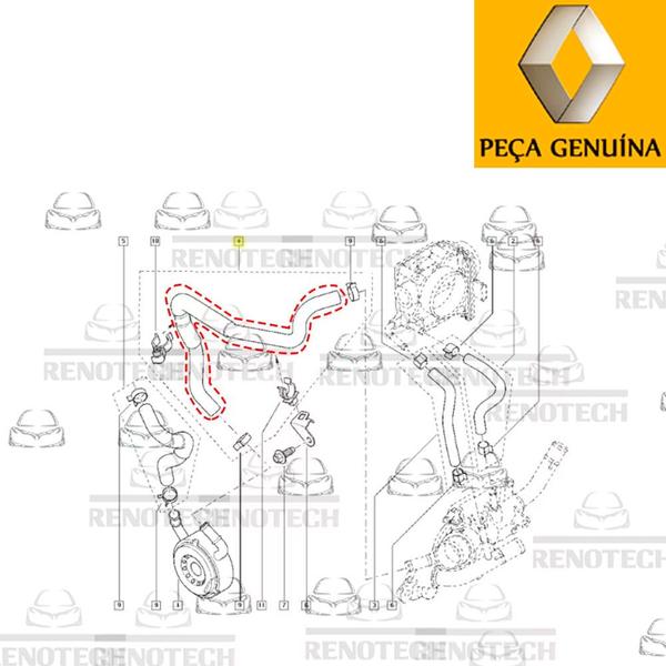 Imagem de 213070539r - mangueira longa do trocador de calor - motor 2.0 16v m4r - fluence