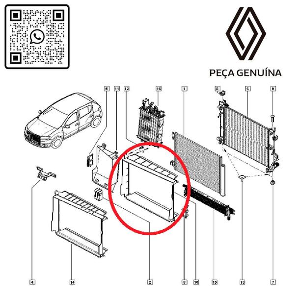 Imagem de 215593158r - guia de ar (defletor) do radiador - 2014 em diante - sandero ii / logan ii