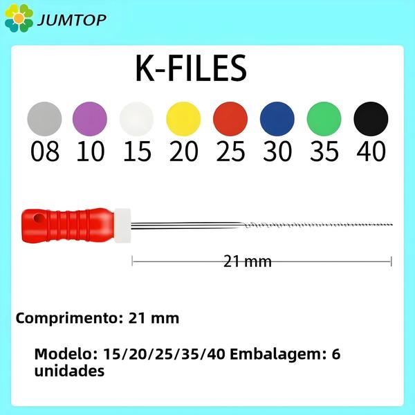 Imagem de 21mm 25mm De Aço Inoxidável Dental Raiz Canal Endo K Arquivo Instrumentos Endodonticos Para