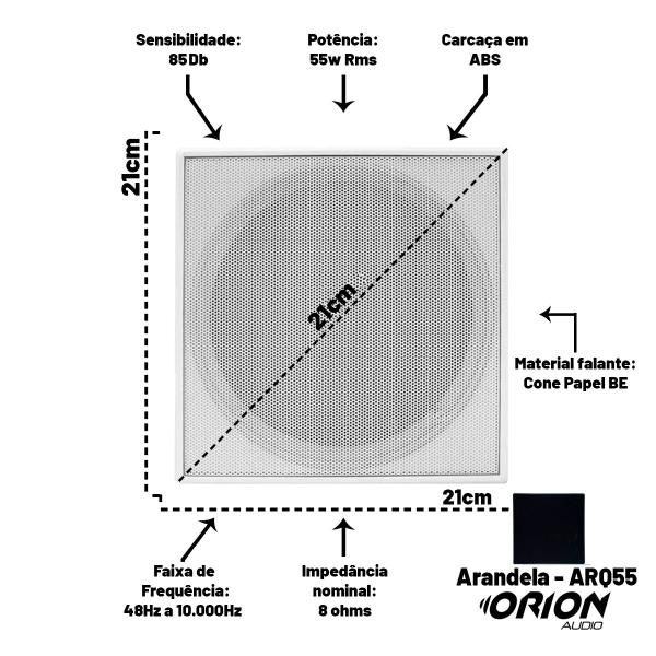 Imagem de 22 Alto Falantes Quadrado Som Ambiente Tsr Orion Arandela