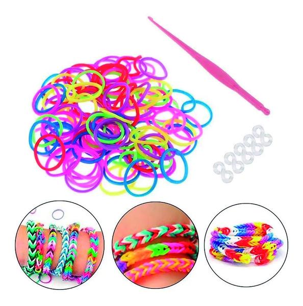 Imagem de 2200 Elástico Pulseira + Clip S + Agulha Loom Band Liguinha