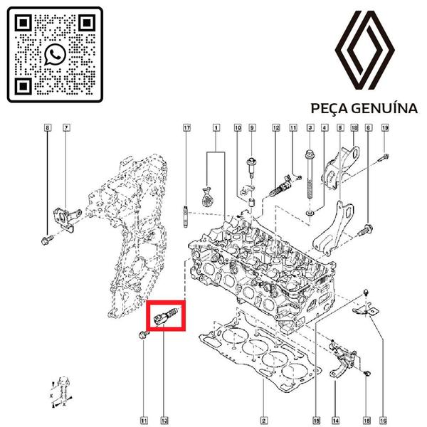 23796ed06a - válvula de óleo do comando de admissão - motor 1.6 16v h4m - 2016 em diante - logan ii/sandero/captur/duster - RENAULT GENUINA Imagem de 23796ed06a - válvula de óleo do comando de admissão - motor 1.6 16v h4m - 2016 em diante - logan ii/sandero/captur/duster