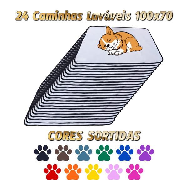 Imagem de 24 Caminhas para Cães e Gatos Dobrável 200 Lavagens 100x70 Sortido Antipulgas Quality