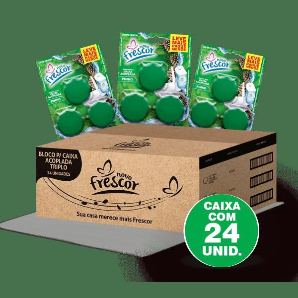 24 Cartelas 3 Blocos Tablete Sanitário Pinho 45G Bloco Caixa - Novo Frescor Imagem de 24 Cartelas 3 Blocos Tablete Sanitário Pinho 45G Bloco Caixa