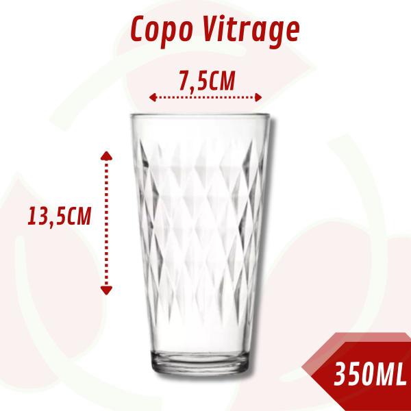 Imagem de 24 Copo de Vidro Vitrage Transparente 350ML Nadir Suco Água