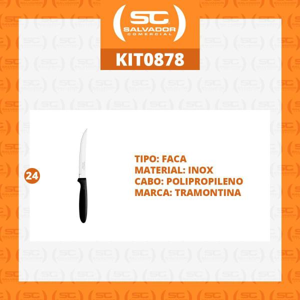24 Facas Churrasco Ipanema Preto Aço Inox Fptop - Tramontina Imagem de 24 Facas Churrasco Ipanema Preto Aço Inox Fptop - Tramontina