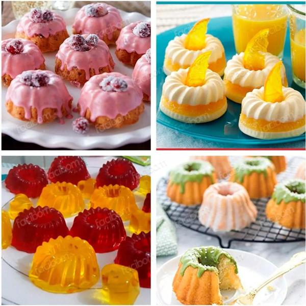 Imagem de 24 Forminhas de Silicone Antiaderente Cupcake Bolo Pudim Mini Forma Muffin Petit Gateau Cozinha