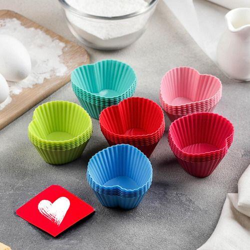 Imagem de 24 Forminhas de Silicone Antiaderente Cupcake Bolo Pudim Mini Forma Muffin Petit Gateau Cozinha