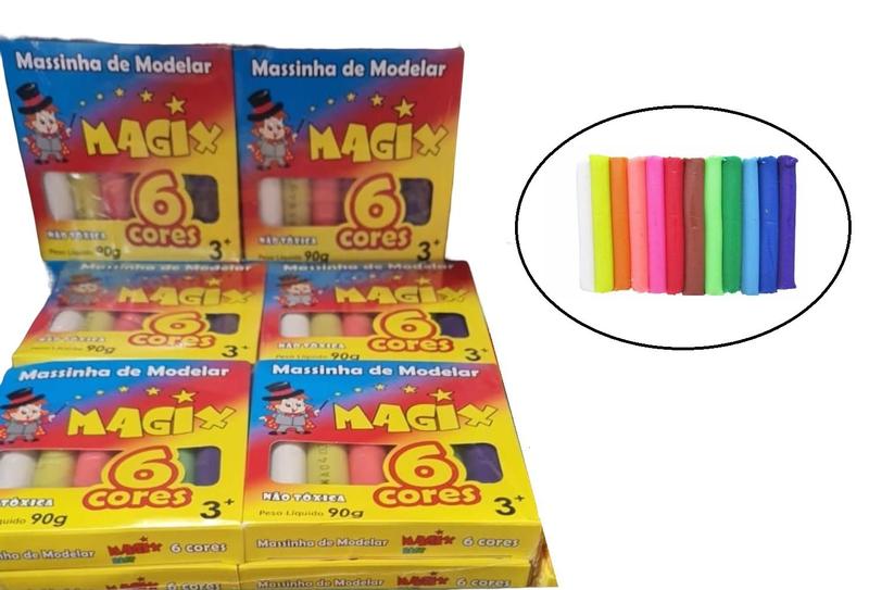 Imagem de 24 Kit Massinha De Modelar 6 Cores Magix 90grs (24 Caixas)