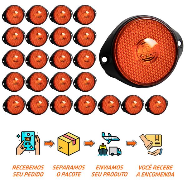 Imagem de 24 Lanterna Frontal Guerra LED Âmbar 65mm c/ Sup. - Conect.