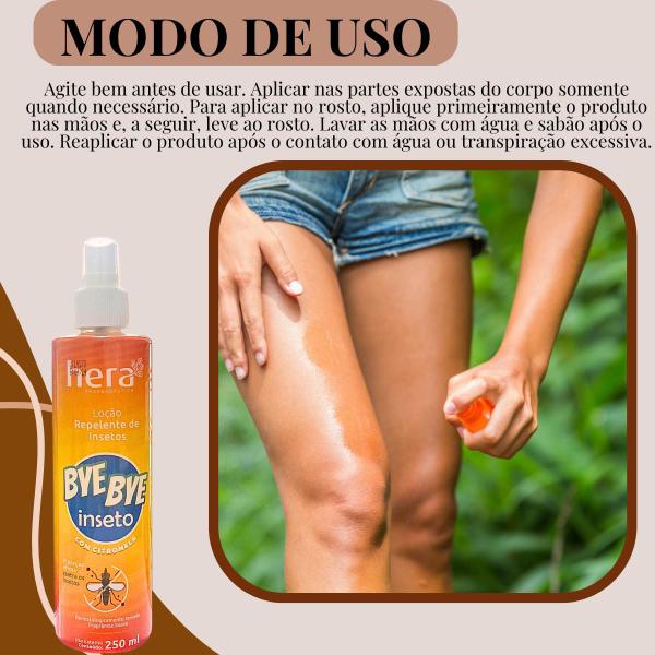 Imagem de 24 Loção Repelente de Insetos Hera Bye Bye Inseto com Citronela Spray 250ml