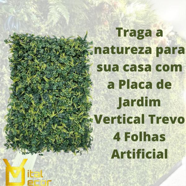 Imagem de 24 Placas Jardim Vertical 40x60cm Trevo Plantas Artificiais