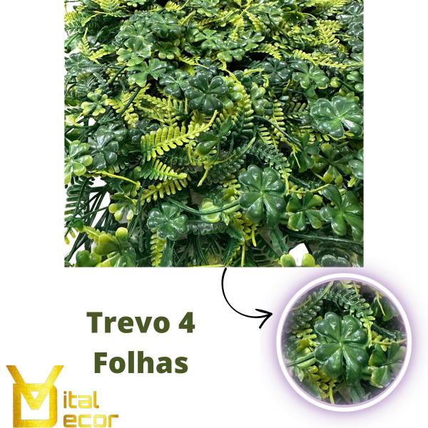 Imagem de 24 Placas Jardim Vertical 40x60cm Trevo Plantas Artificiais