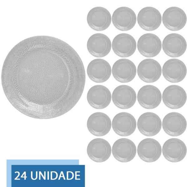 Imagem de 24 Pratos Redondos Fundo 22cm Acqua Refeição Transparente