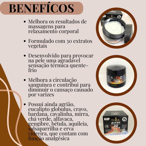 Imagem de 24 Super Gel Desodorante Massageador Mary Life 30 Ervas Pote 250g