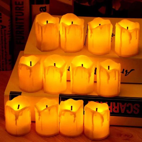 24 Velas Luz LED para Decoração Sem Fio Imita Fogo 5,5cm - Cascavel Imagem de 24 Velas Luz LED para Decoração Sem Fio Imita Fogo 5,5cm