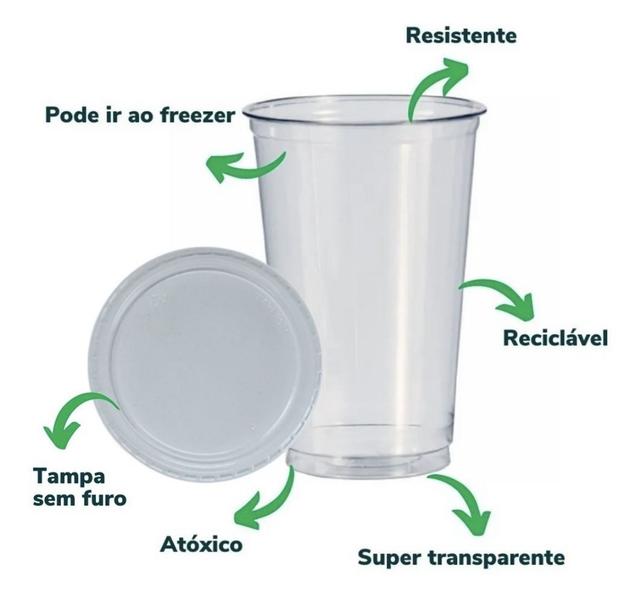 Imagem de 240 un tampa e copo 700ml 770ml descartavel pp liso