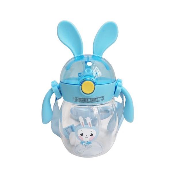 Imagem de 240mlBaby Kids Lovely Cup Crianças crianças aprendem a beber garrafa de palha com alça recém-nascida Tritan Sippy Cup Copos (Azul)