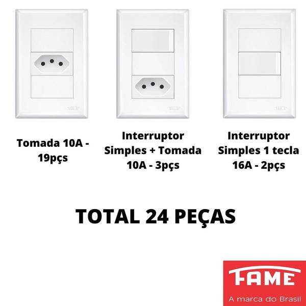 Imagem de 24un Interruptores 16A Tomada 10A 4x2 Evidence FAME