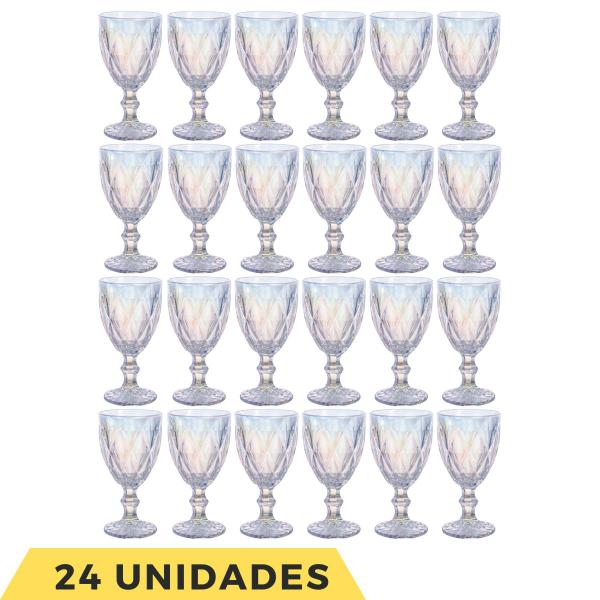 Imagem de 24UNI Taça Diamond FurtaCor 340ML Rainbow Eventos Água Suco