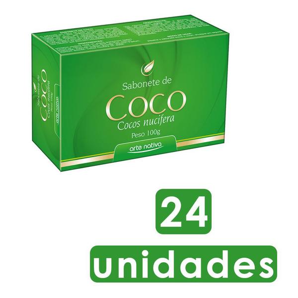 Imagem de 24x sabonete com óleo de coco base de óleo vegetal palmiste hidratação diária da pele ressecada 100g