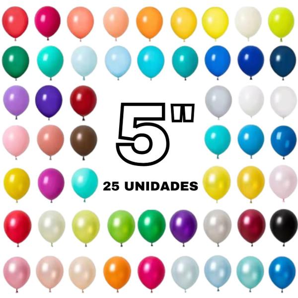 Imagem de 25 Balão Látex Liso Bexiga 5 Polegadas. Balão Bexiga