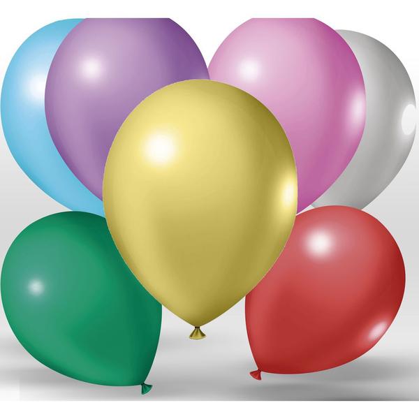 Imagem de 25 bexigas balões nº 9 Metalizadas Decoração festa mais cor