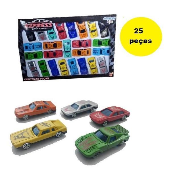 Imagem de 25 Carrinhos Miniaturas Carros Sortidos Brinquedo Infantil