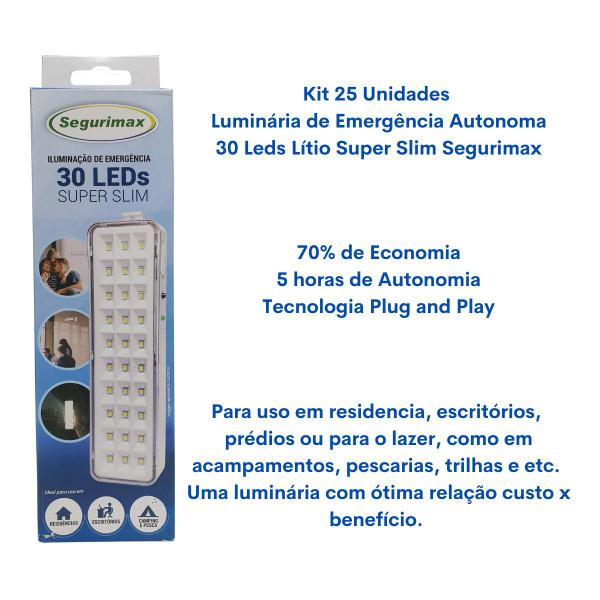 Imagem de 25 Luminária Lampada Luz De Emergência 30 Leds Segurimax