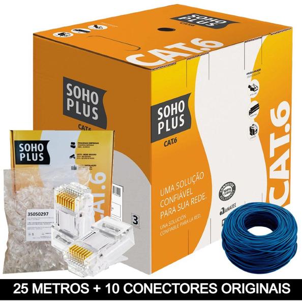 Imagem de 25 Metros de Cabo+10 Conector RJ45 Cat6 Furukawa Sohoplus