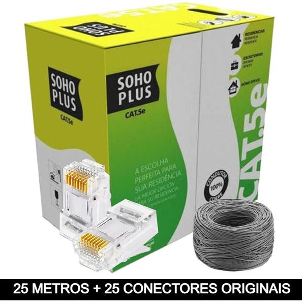 Imagem de 25 Metros de Cabo+25 Conector RJ45 Cat5e Furukawa Sohoplus