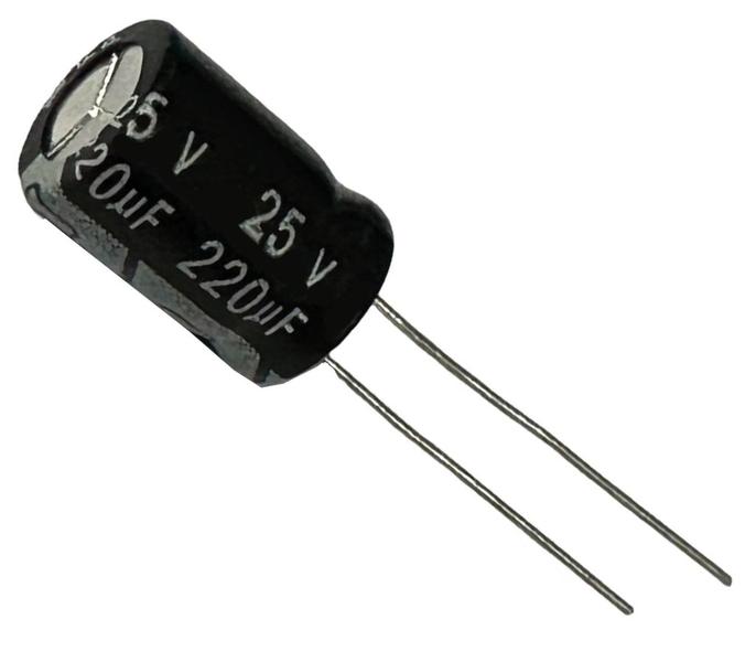 Imagem de 25 PÇS - CAPACITOR ELETROLITICO 220X25V - 220UF X 25V - 105º