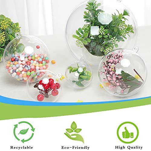 Imagem de 25 PCS Clear Plastic Fillable Ornaments, Transparent DIY Craft Ball, Clear DIY Christmas Ornament 5 Different Sizes for Wedding,Party, Home Decor