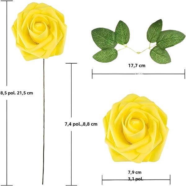 Imagem de 25 Rosas Artificiais com Hastes para Decoração - Buquês, Centros de Mesa e Festas